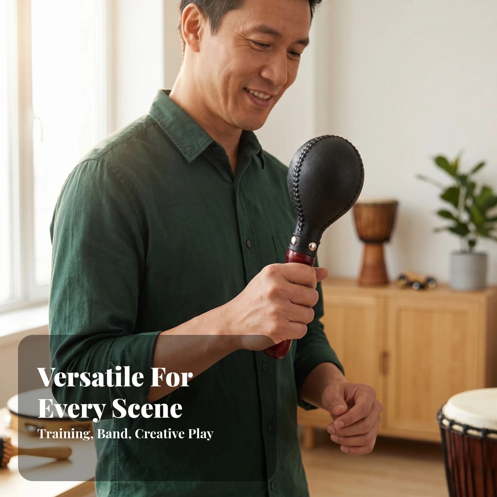 Maraca de Percusión, Instrumento Musical, Maraca Suave de Madera con Acabado Pulido, Calidad para Principiantes