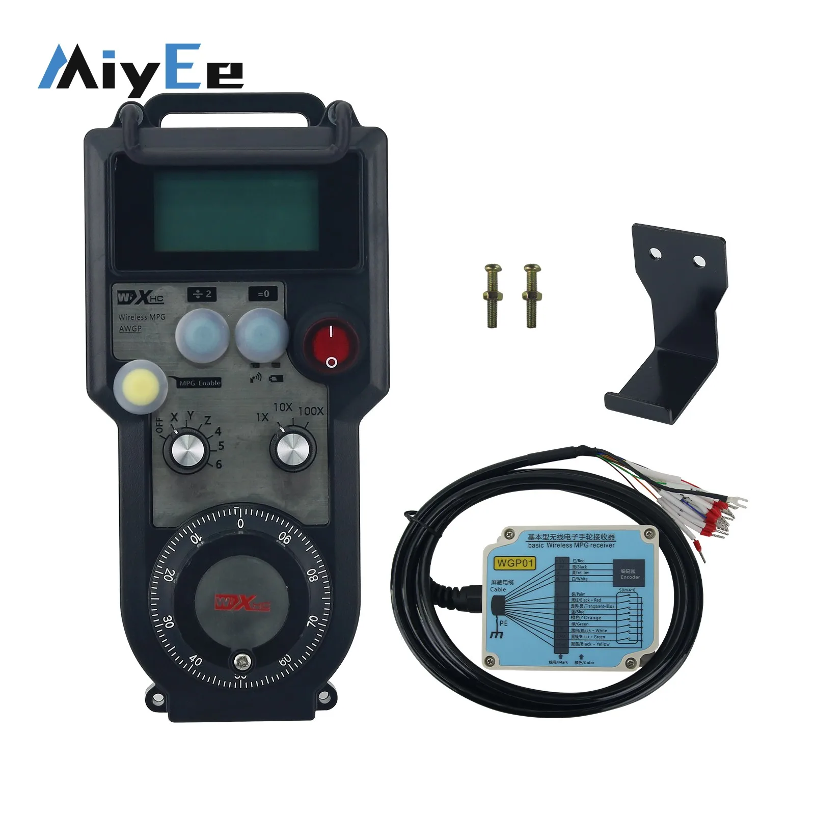 AWPG 5-Axis CNC Wireless MPG Handwheel 25PPR Manual Pulse Generator with LED Screen for FANUC/Mitsubishi/Siemens/FAGOR