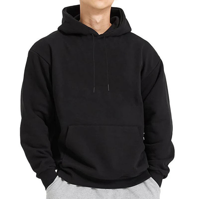 Fall Winter Warm Fleece Lined Hoodies for Men Women Athletic Casual Hooded Sweatshirt Unisex Solid Color Basic Pullover Tops