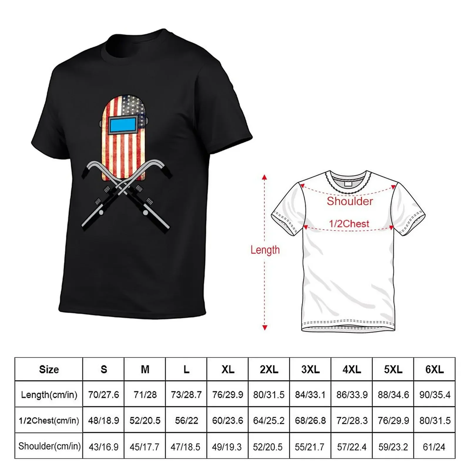 Soldador Americano |   Camiseta com capuz de soldagem com bandeira dos EUA, camiseta gráfica de algodão, camisetas grandes para homens