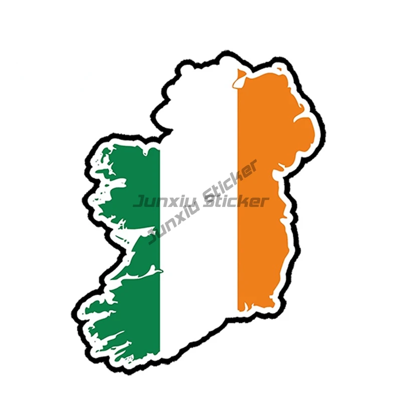 Ireland Flag Map Luck Clover PVC Sticker for Decorate Motorcycle Wall Room Truck Window Laptop Car Fridge Off-road Helmet Table