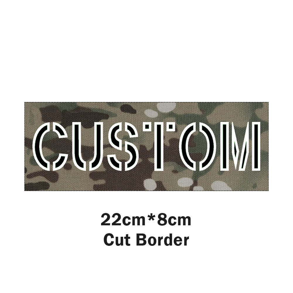 Custom Laser Cut Patch Name Tapes, Fold Border, Two Color Letters, IR IFF, Infrared Reflection, Reflective Material, Luminous image 3