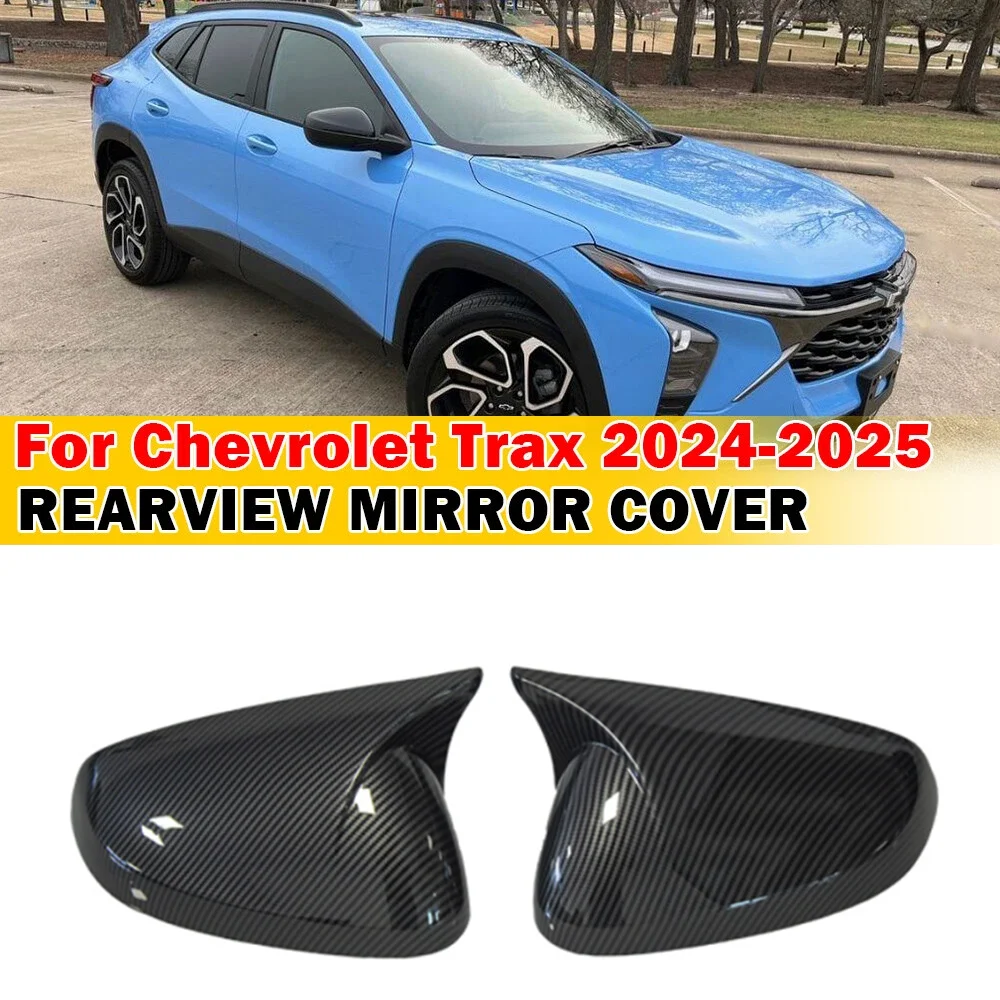 

For Chevrolet Trax 2024 2025 Car Sticker Rearview Side Mirror Cover Wing Cap Exterior Door Rear View Case Trim Carbon Fiber Look