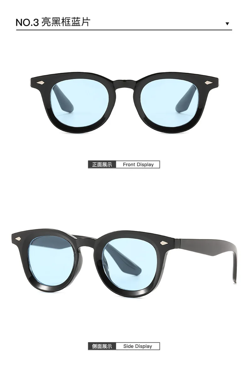 Retro Runde Männer Sonnenbrille Mode Klare Ozean Objektiv Shades UV400 Frauen Trend Nieten Gläser – Detail 8