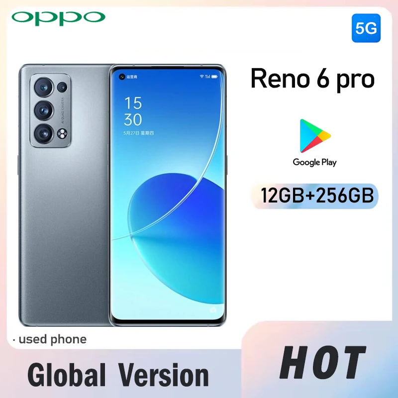 OPPO Reno6 Pro 5G (CPH2247) Smartphone Global Version Rear camera 50MP RAM 12GB ROM 256GB 4500mAh battery used phone