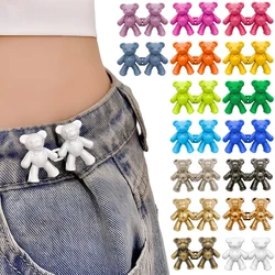 1/2Pairs Nail-free Jeans Bear Waist Buckle Removable Closing Jean Button Pin Waist Tightening Waistband Pant Adjustable