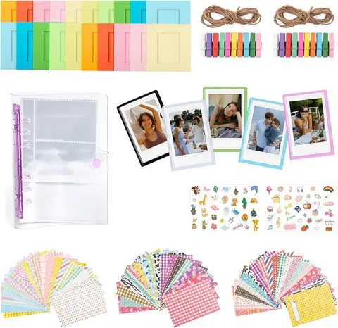 8 in 1-2x3 Photo Accessories Kit for Instax Mini Film (54x86mm), Magnetic Photo Frame/Stickers/Hanging Frame/Album