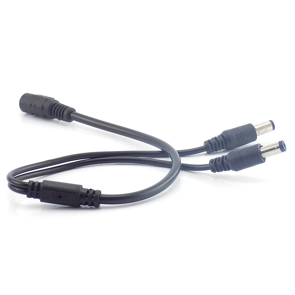 12v DC 1 hembra a 2 conectores macho Cable de enchufe divisor 5,5mm X 2,1mm Dc Cable de enchufe de alimentación para cámara de vigilancia Cctv L19