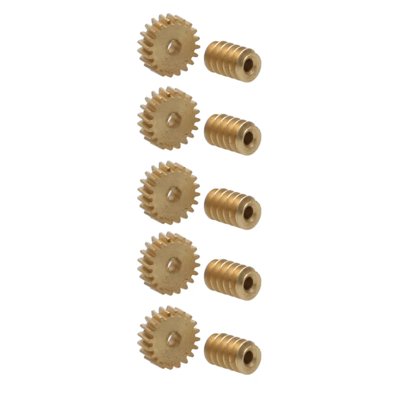 5Set 20T 0.2M Micro Mini Worm Gear Modulus 0.2 Shaft Gears Pinion Turbine Worm Inner Hole 1mm for 1:87 DIY Model Transmission