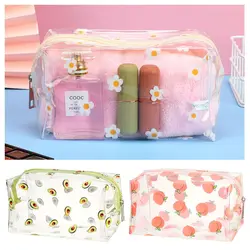 Transparent Makeup Bags for Women Girls Avocado Flower Peach Clear Travel Cosmetic Bag Toiletry Pouch Waterproof Storage Bag