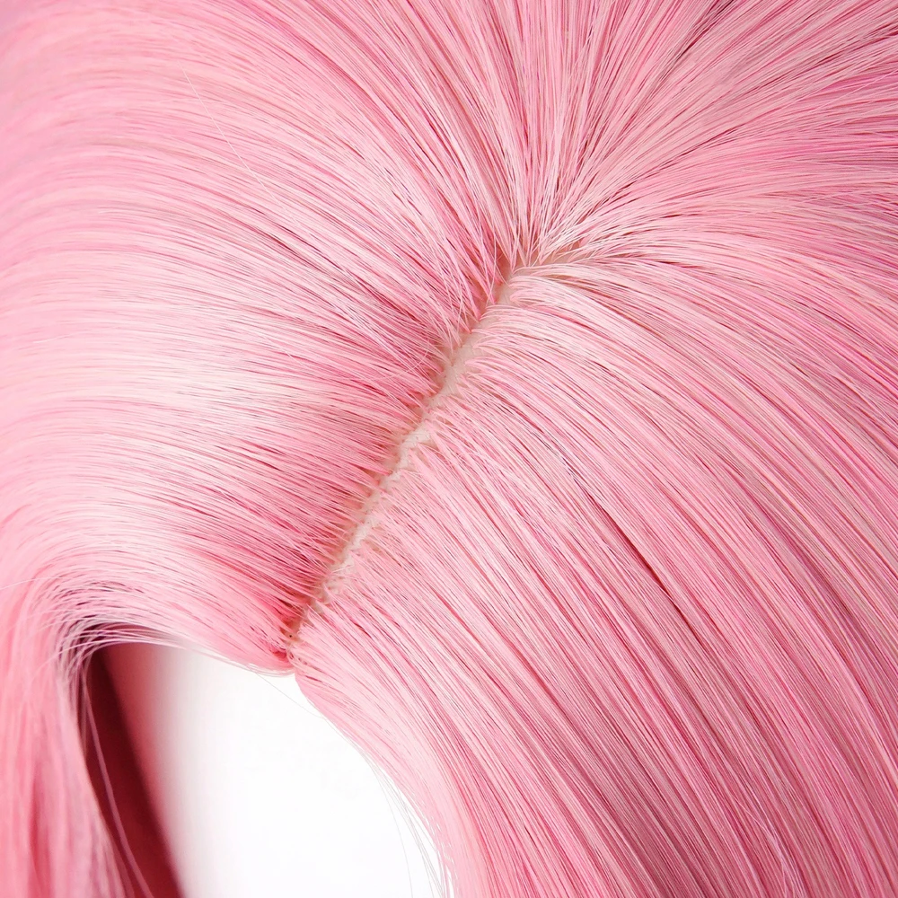 Picture 6: Pink Synthetic Long Straight Wig with Double Ponytail Clip Middle Part Anime Game Cosplay Heat Resistant Wig for Daily Party