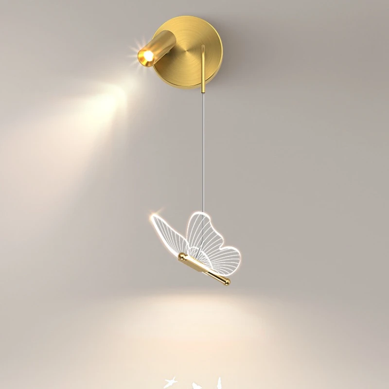 Imagem -03 - Modern Led Wall Sconces Lamp Indoor Bedside Luminária Quarto Sala de Estar Home Decor Butterfly Spotlight Iluminação Simples