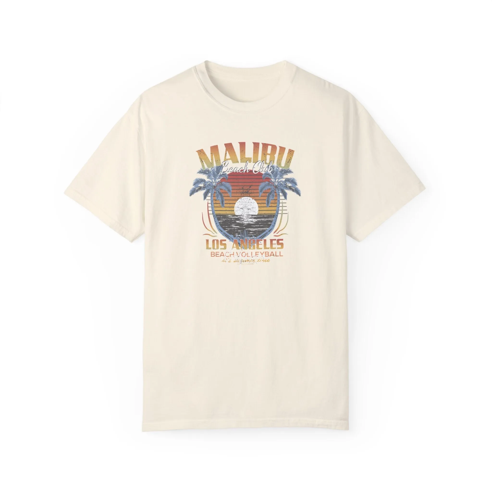 Malibu California Beach Volleyball Paradise Garment Dyed T Shirt