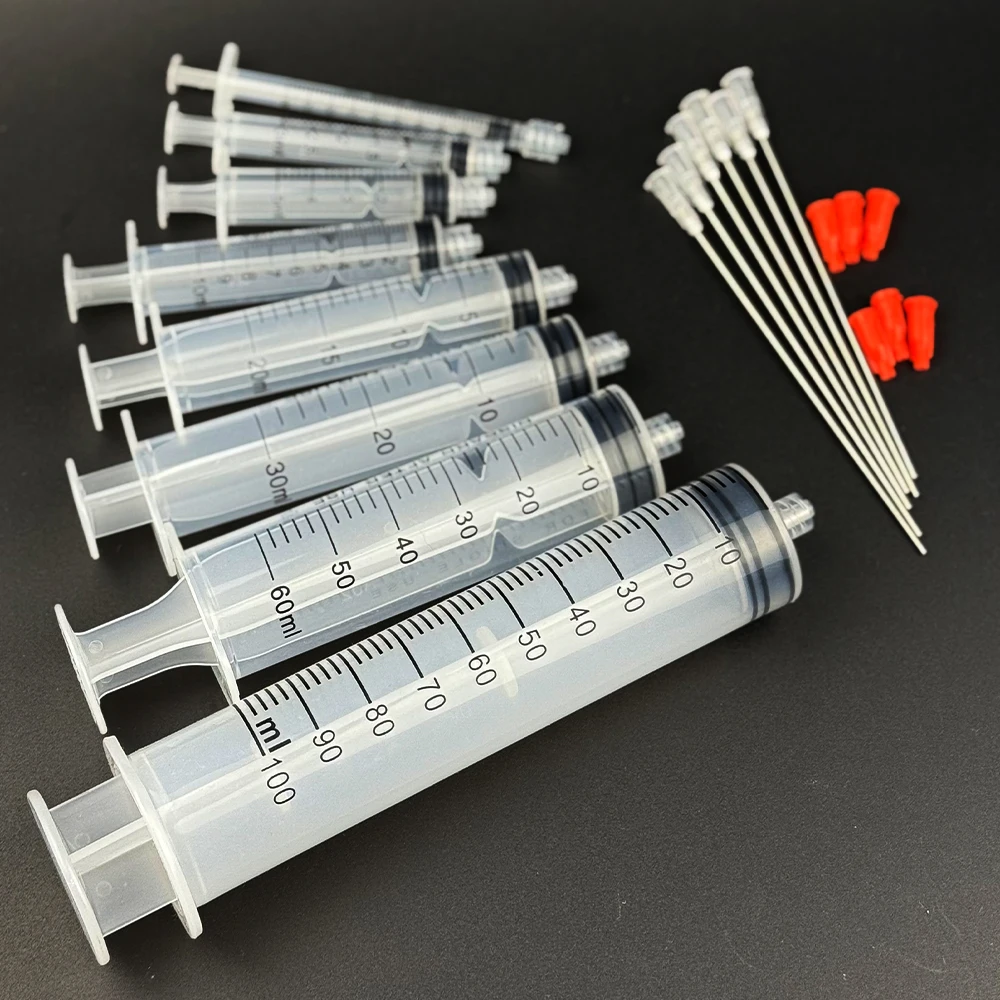 100ml Kunststoff-Luer-Lock-Spritze, Industriespritzen mit 4-Zoll-Klebstoff-Dosierspitze und Kappen für Öl, Klebstoff, Flüssigkeiten, Tierfütterung – Detail 5