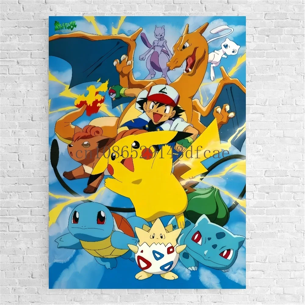 Pokemon Peripherals Pikachu Bulbasaur Squirtle Charmander Canvas Painting Anime Wall Art Prints Living Room Decor Posters