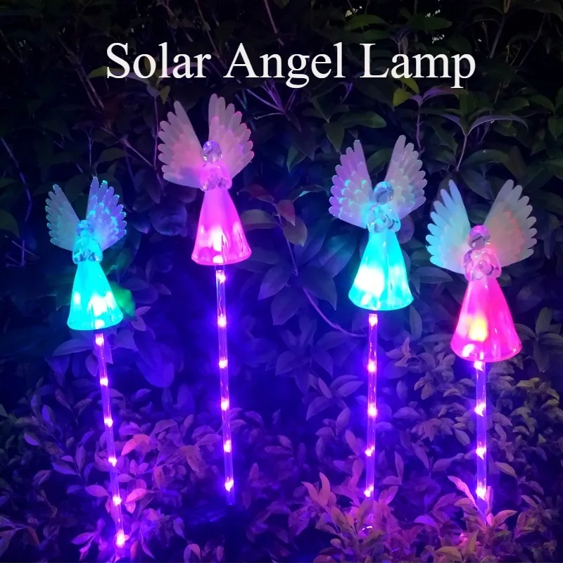 1 Solar Outdoor Lawn Lights Christmas Decoration Street Lights Garden Lights Outdoor Waterproof Garden Fibre Optic Angel Ground