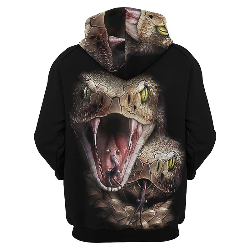 Goth Cobra Horror Animal Snake 3D Printed Hoodies For Men Fashion Graphic Sweatshirts Casual Streetwear Pullovers Tracksuit Tops