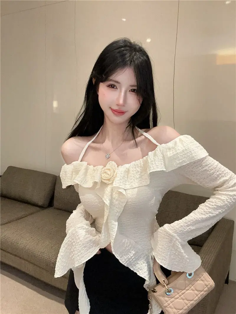 البلوزات لاعبا البلوفرات امرأة تريكو القوطية محبوك التفاصيل BF Y2K المهنية العمل الأعمال الكشمير التصميم الحديث الخريف OL #1