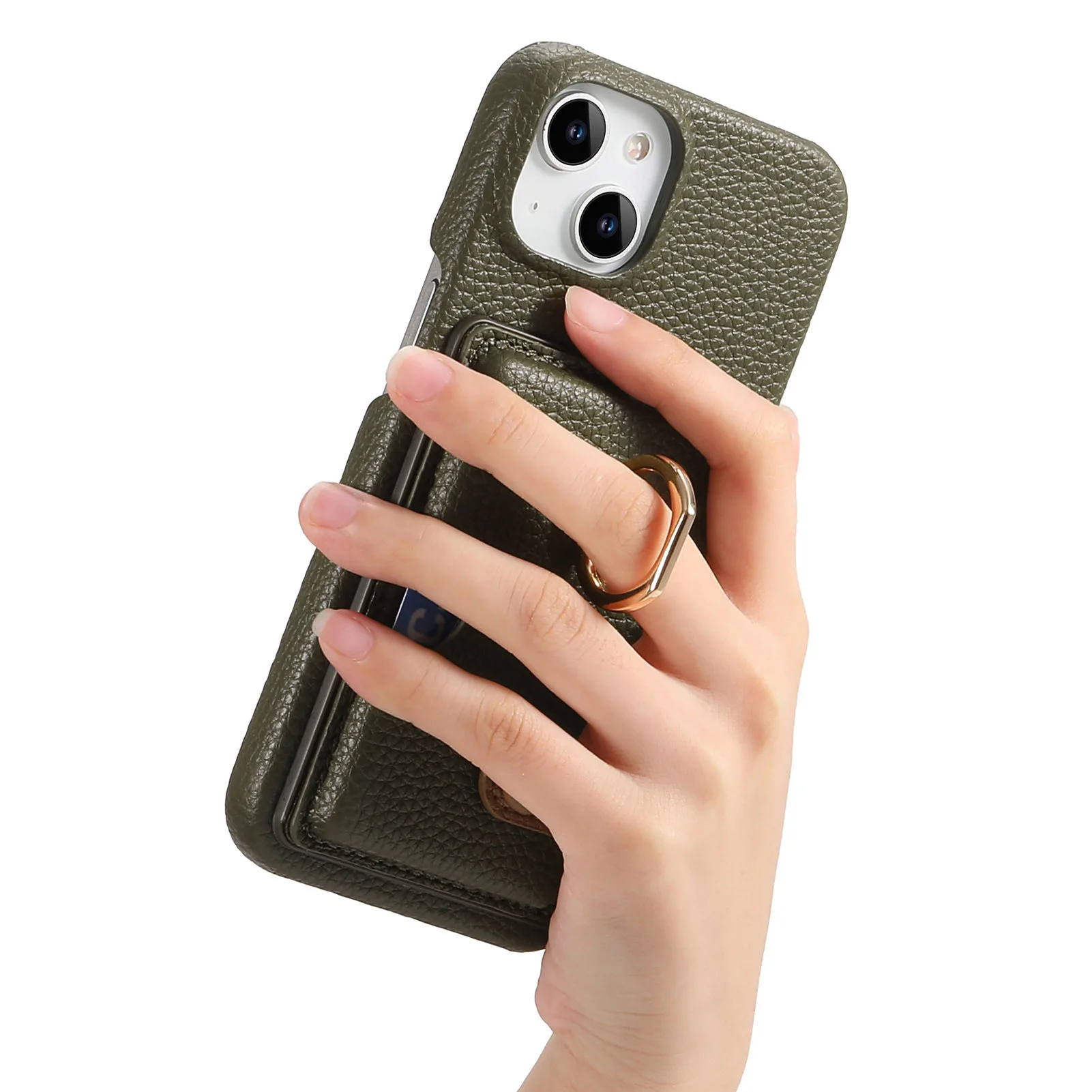 Leather Ring Support Phone Case for IPhone 17 Air 16E 18 16 15 14 13 12 11 Pro Max Plus Wallet with Card Holder Shockproof Cover