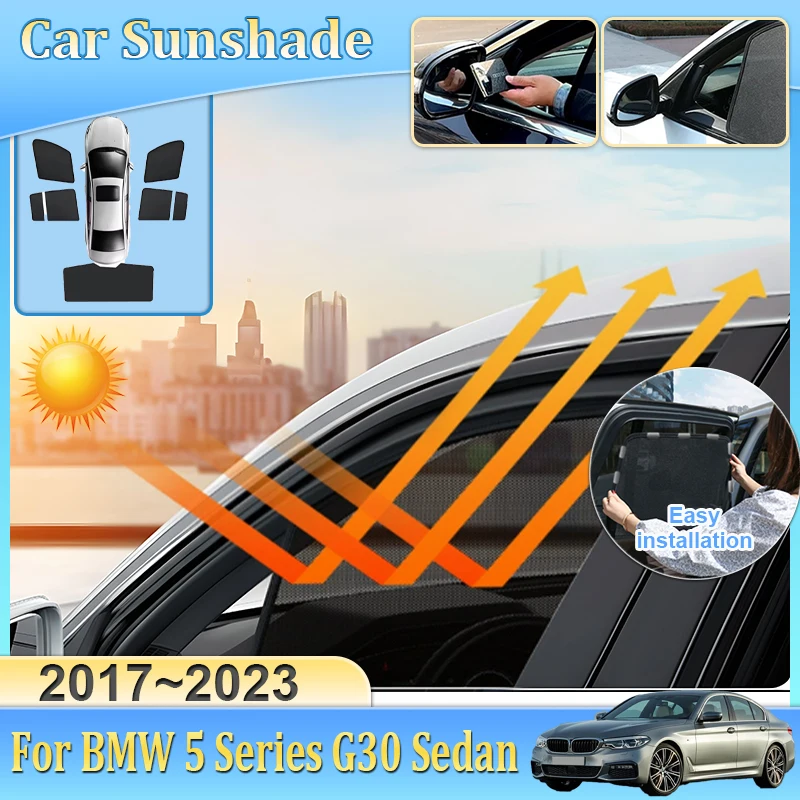 

Car Sunshade For BMW 5 Series G30 Sedan 2017-2023 Visor Mesh Anti-UV Heat Insulation Windshield Frame Curtain Auto Accessories