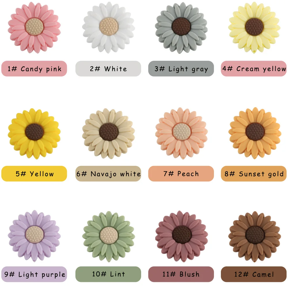 5/10Pcs Flower Silicone Beads Sunflower Focus Beads Food Grade For Jewelry Making DIY Necklace Pacifier Chain Accessories