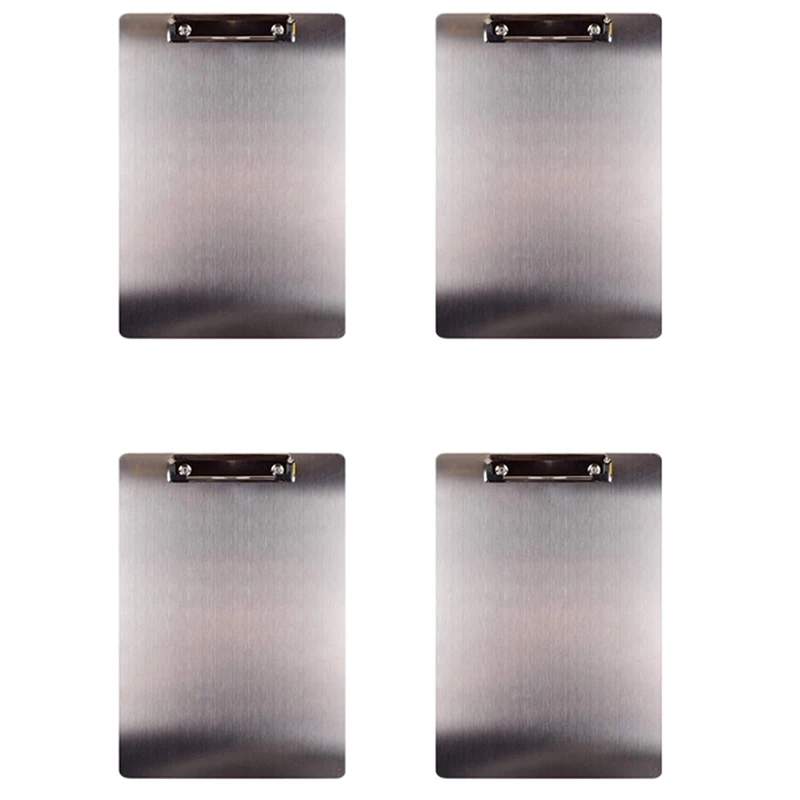 

4X Metal Clipboard Folder A4 Stainless Steel Clip Board Bill Storage Folder Writing File Board Menu Splint For Business