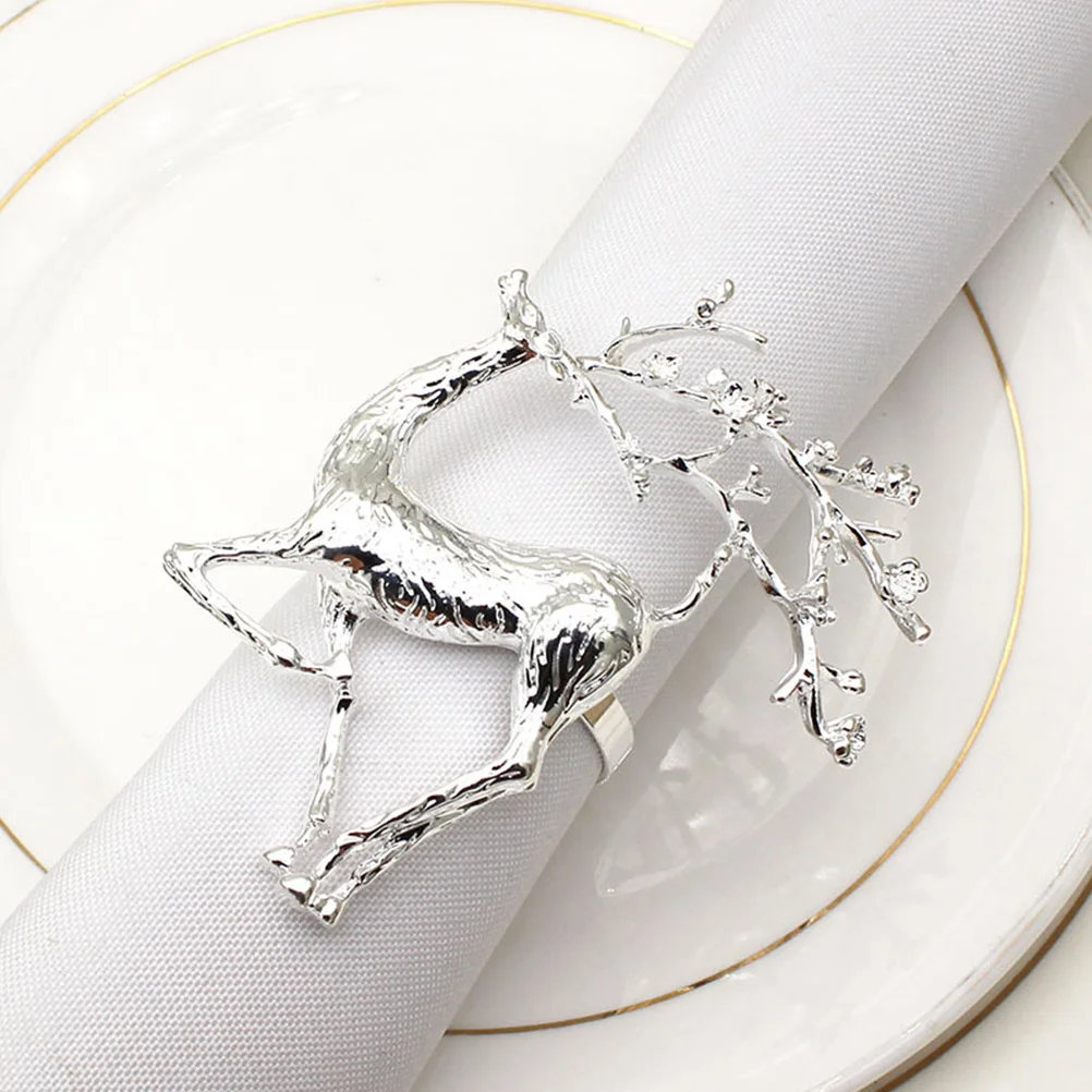 

2 шт. декоративные кольца для салфеток с изображением лося, пряжки для рождественской вечеринки, настольные держатели для салфеток, аксессуары для посуды, декор стола