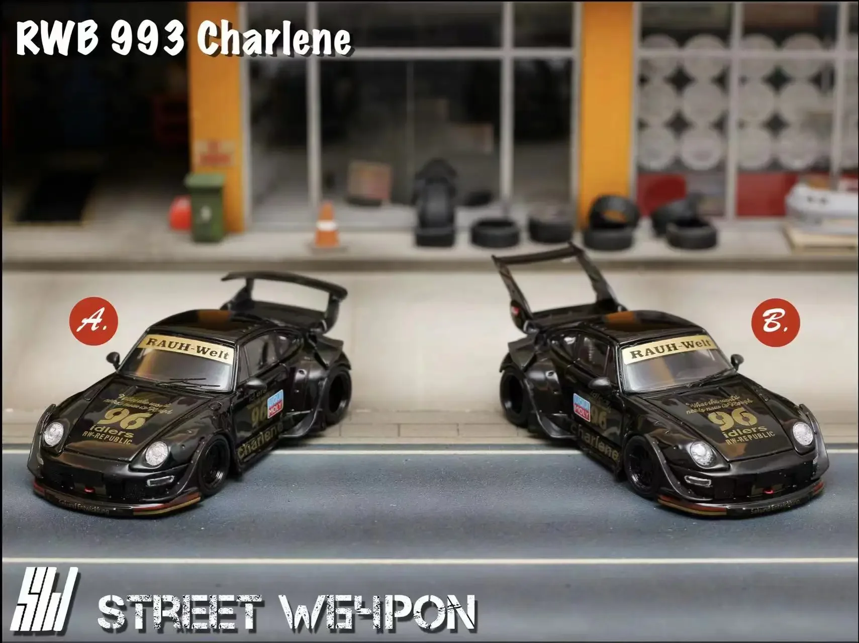 SW 1:64 RWB 993 Charlene BlackGold Diecast Model Car