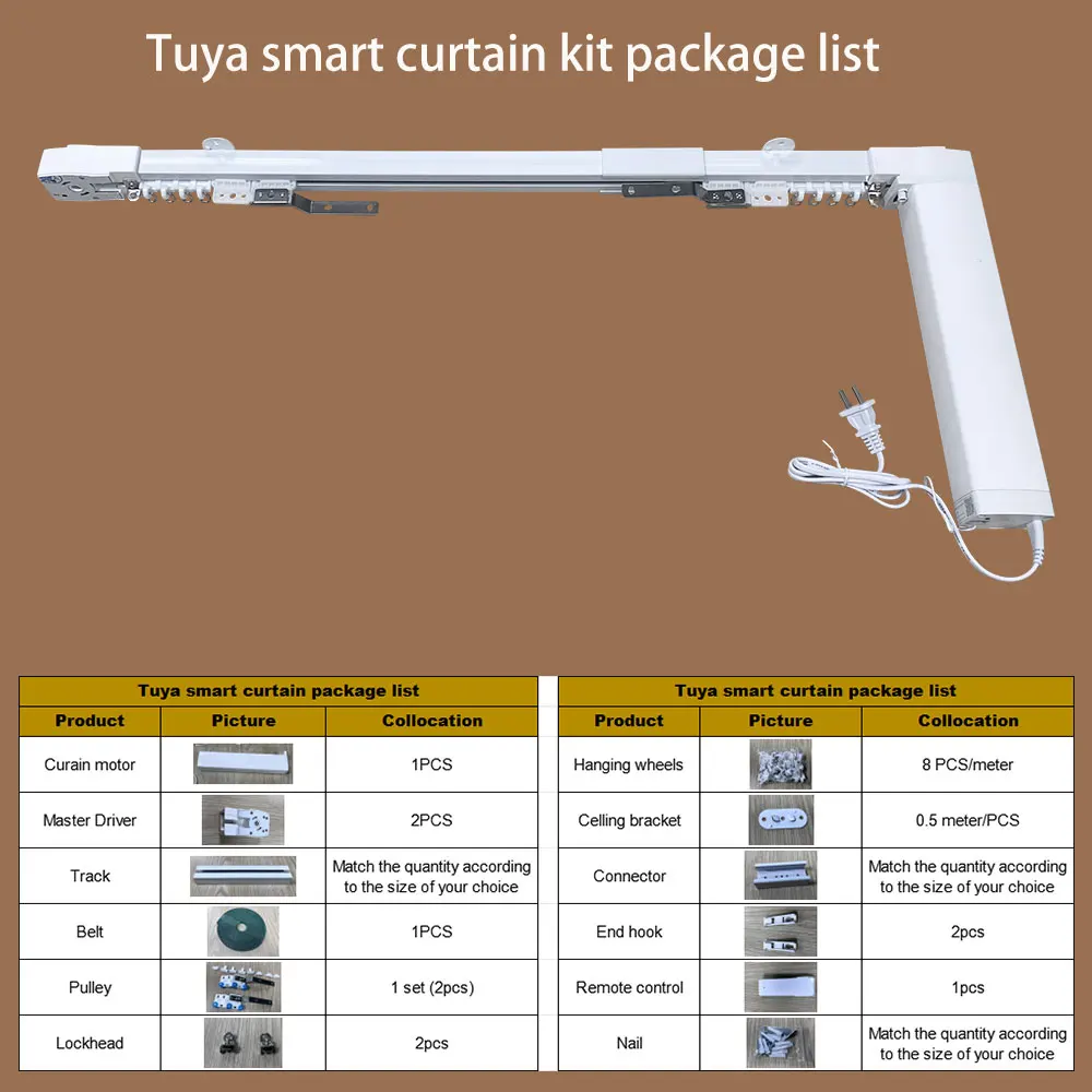 Lifelibero Tuya Wifi Smart Curtains Kit Free Stitching For Window Electric Curtain Motor With Rail Track Control Support Alexa