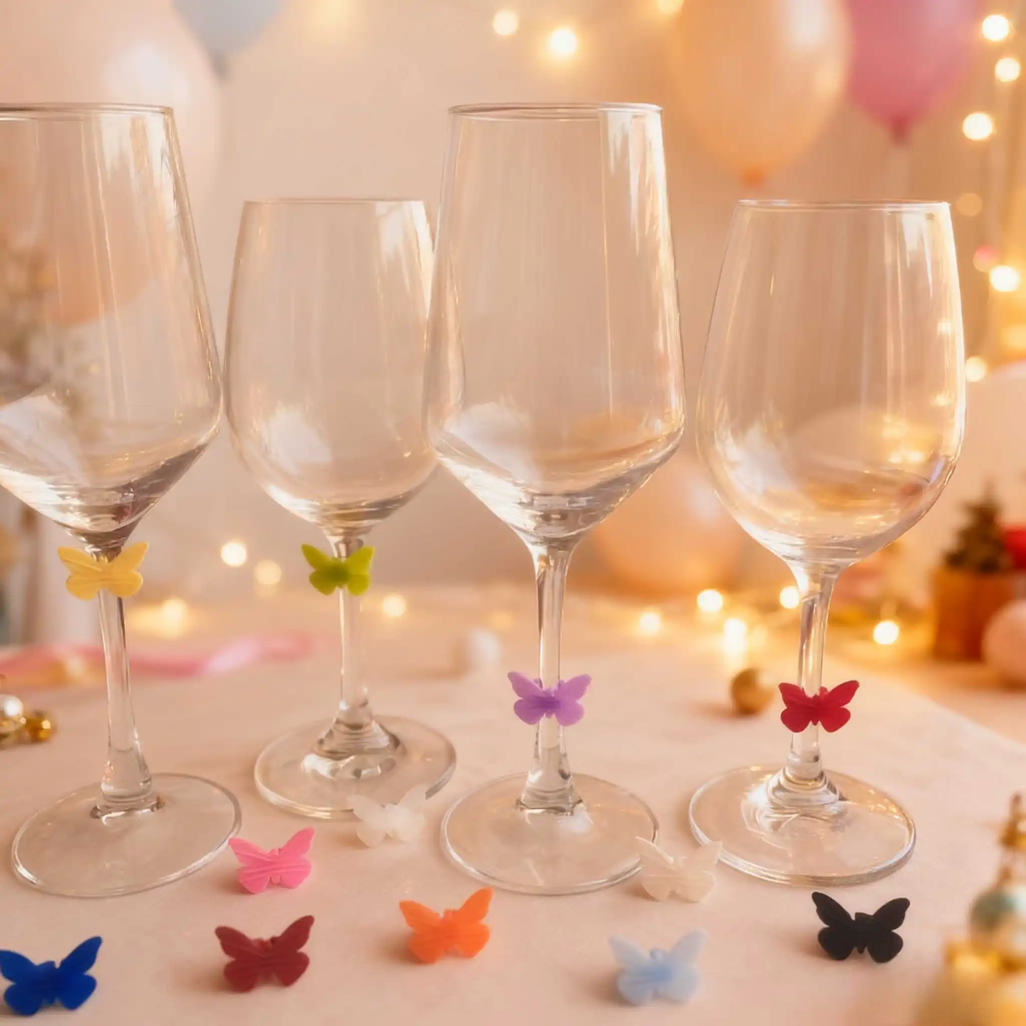 

12pcs Butterfly Wine Glass Markers food grade silicone Drink Identifiers Tags for Halloween Christmas Birthday Bar Parties