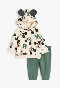 Mickey Kartun Dicetak Pullover Lengan Panjang Bertudung Sweatshirt Set Celana Panjang Pakaian Olahraga Anak-anak Kain Musim Gugur dan Musim Dingin 8 set penutup selimut bulu domba terlaris - №