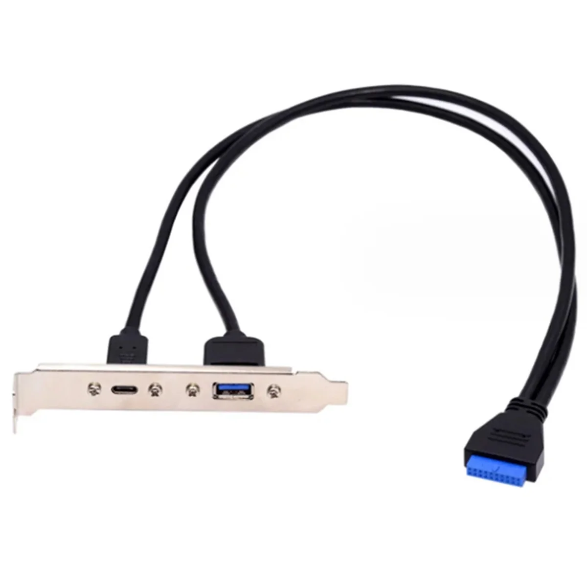 5Gbps Rear USB 3.1 Port Expansion 20Pin to TYPE-C Female and USB 3.0 Female Data Cable with Bezel on Computer Chassis XQ