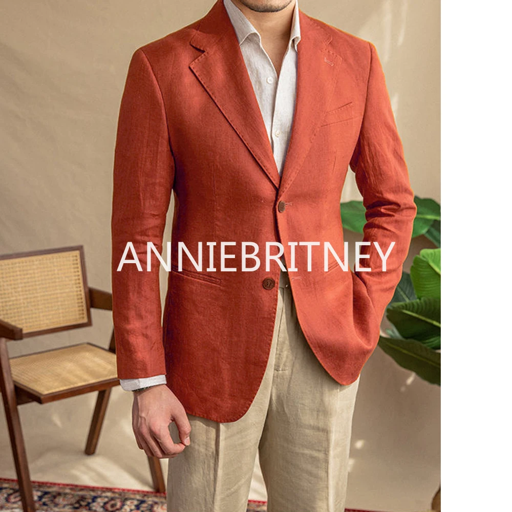 Custom Casual Summer Linen Male Blazer Hombre High Quality Slim Fit Elegante Jacket for Wedding Prom Business Jaqueta Masculina