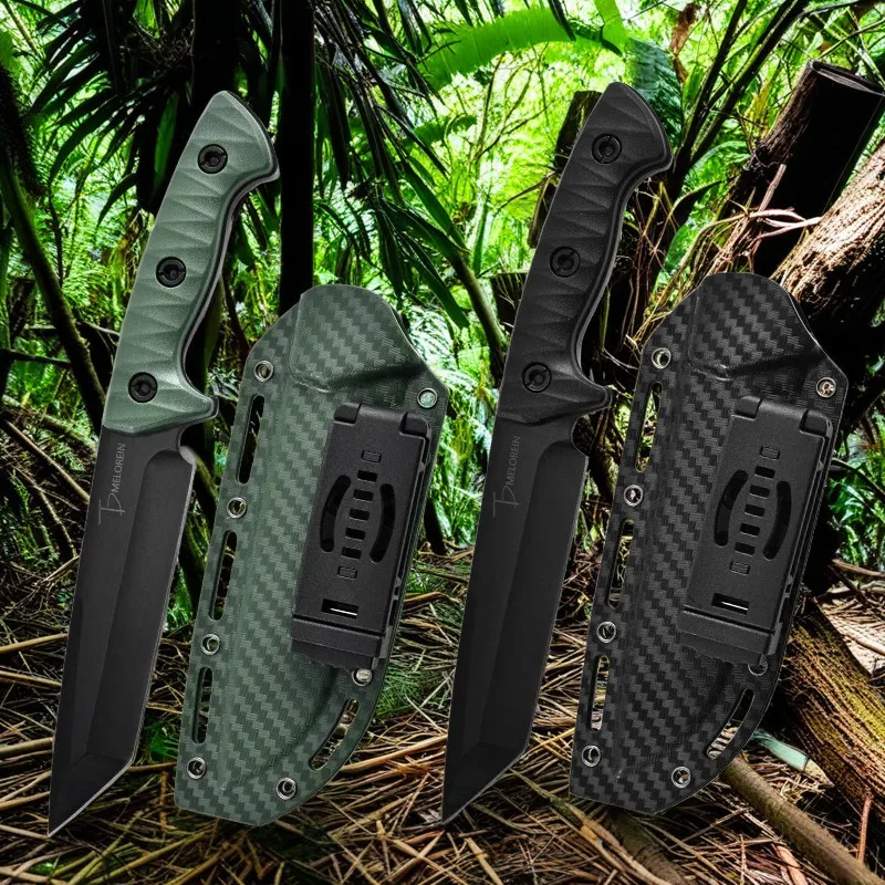 WPKOPYA(USA) Full Tang 440 Hunting Straight Knife +K Sheath, Camping survival knife, outdoor tactical knife