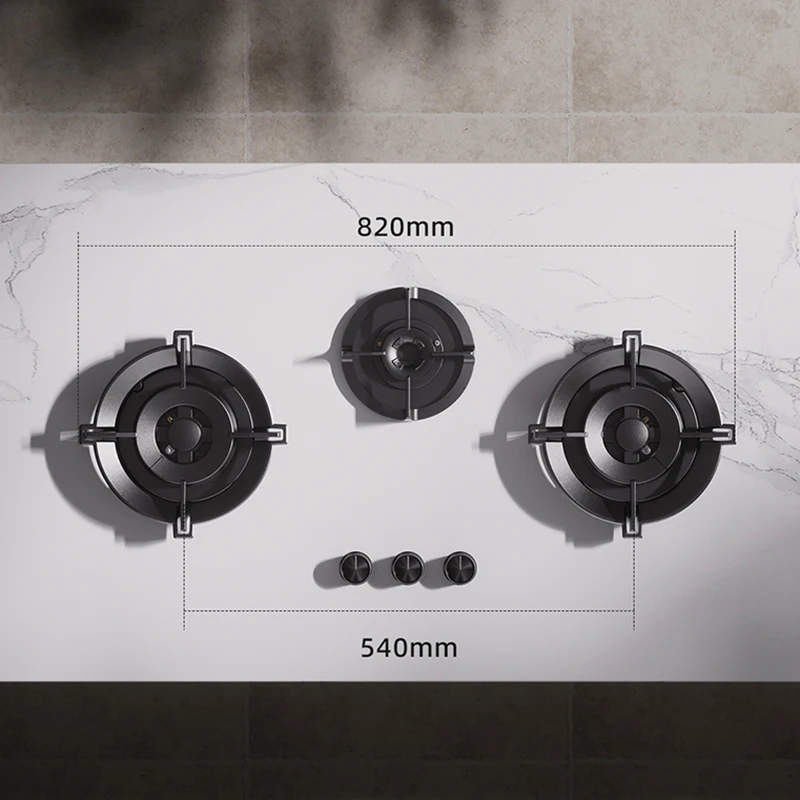 Premium Built-in  Cooktop 3-Burner 5.2KW Copper Flame Failure Protection Panel-Ready for Custom Kitchen