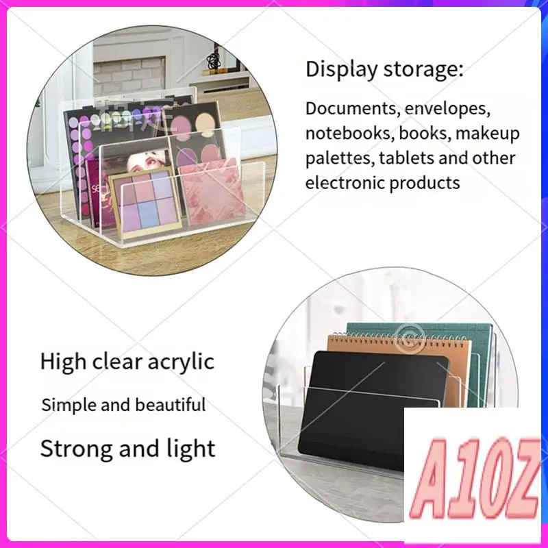 0Z-1 PCS File Holder 3 Sections Vertical Desktop Organizer Transparent Acrylic For Documents Letter Book