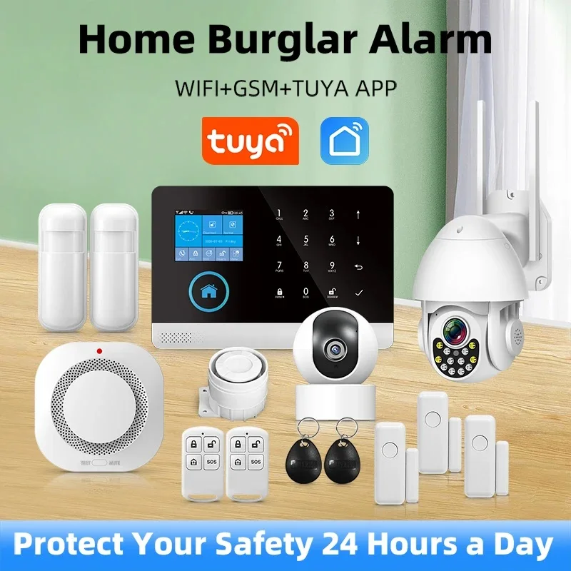 WIFI GSM Home Security Alarm System With Wireless Keyboard & Motion Sensor Burglar Anti Theft TUYA APP Remote Control Smart Kit