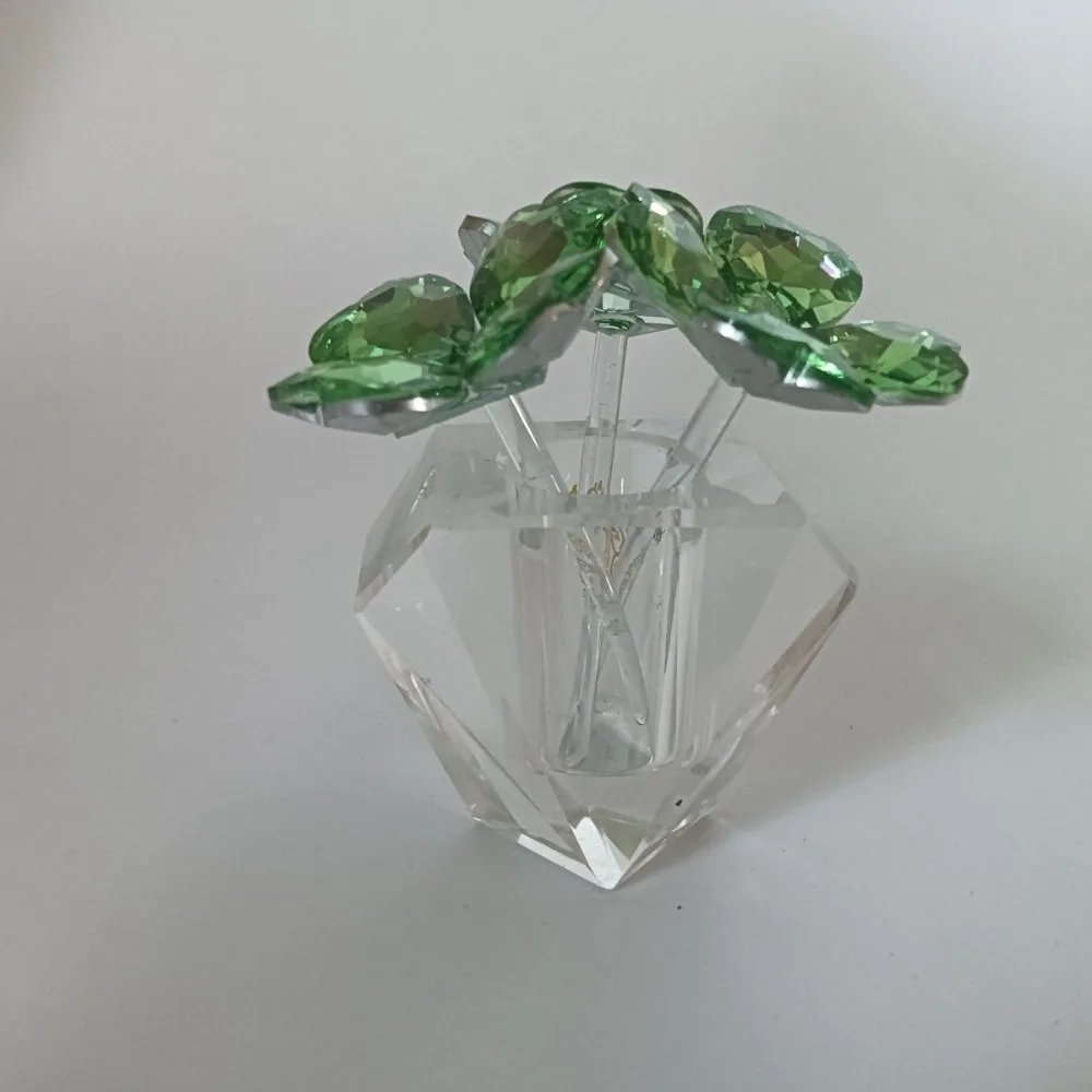 High Grade Crystal Four Leaf Clover Decor 6cm Length 5cm Width 8cm Height Lucky Craft Ornament