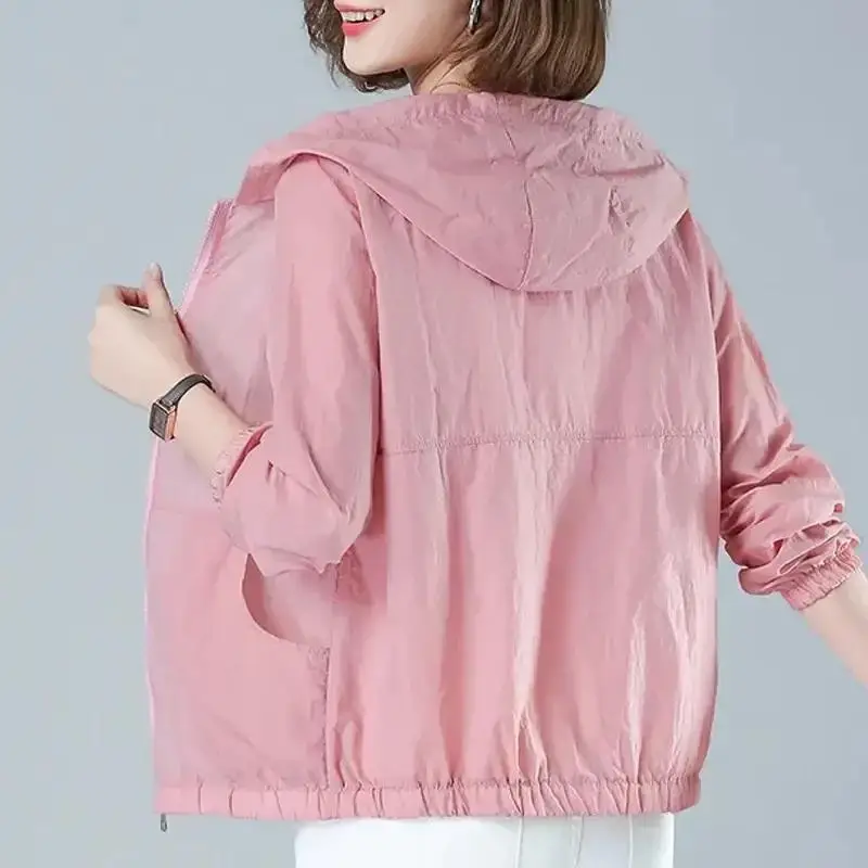 Summer Women's Lightweight Short Outdoor Jacket Breathable Blue Open Cardigan Sunscreen Clothing Versatile Casual Outerwear