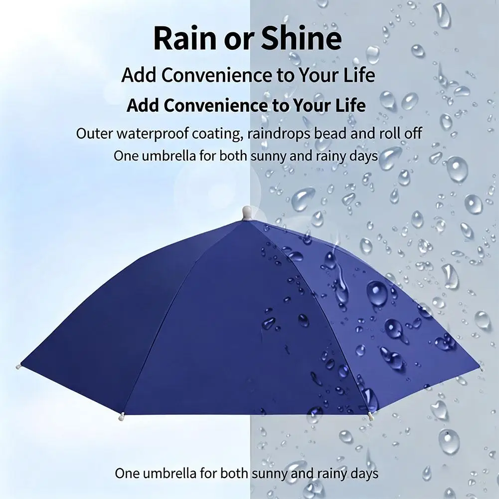 Portable Head-Mounted Umbrella Hat for Fishing Outdoor Hiking Gardening Sun Shade Rainproof Foldable Large Size Headwear