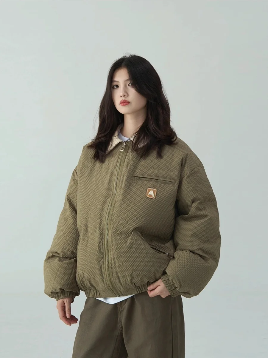 

Американский ретро-пальто в стиле Детройт из утолщенного хлопка, женское, свободного кроя, с отложным воротником, зимнее, теплое, уличное, удлиненное.