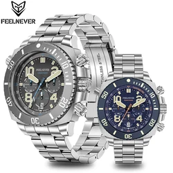 FeelNever Top Brand Luxury Quartz Watches for Men Fashion Casual 316L Stainless Steel Man Watch Sapphire Waterproof Clocks Reloj