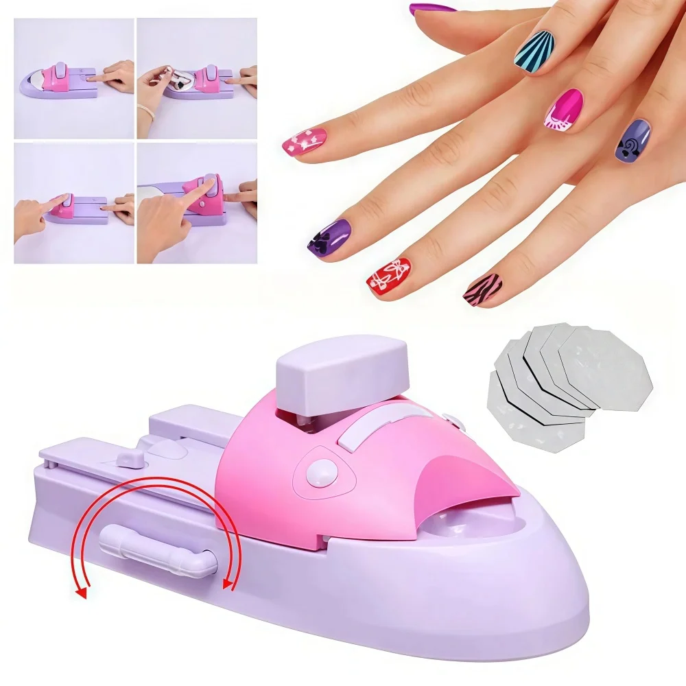 

Manual Nail Art Printer Machine DIY 3D Manicure Art Printing Set with 6 Metal Pattern Plates Mini Nail Art Nail Polish Tool