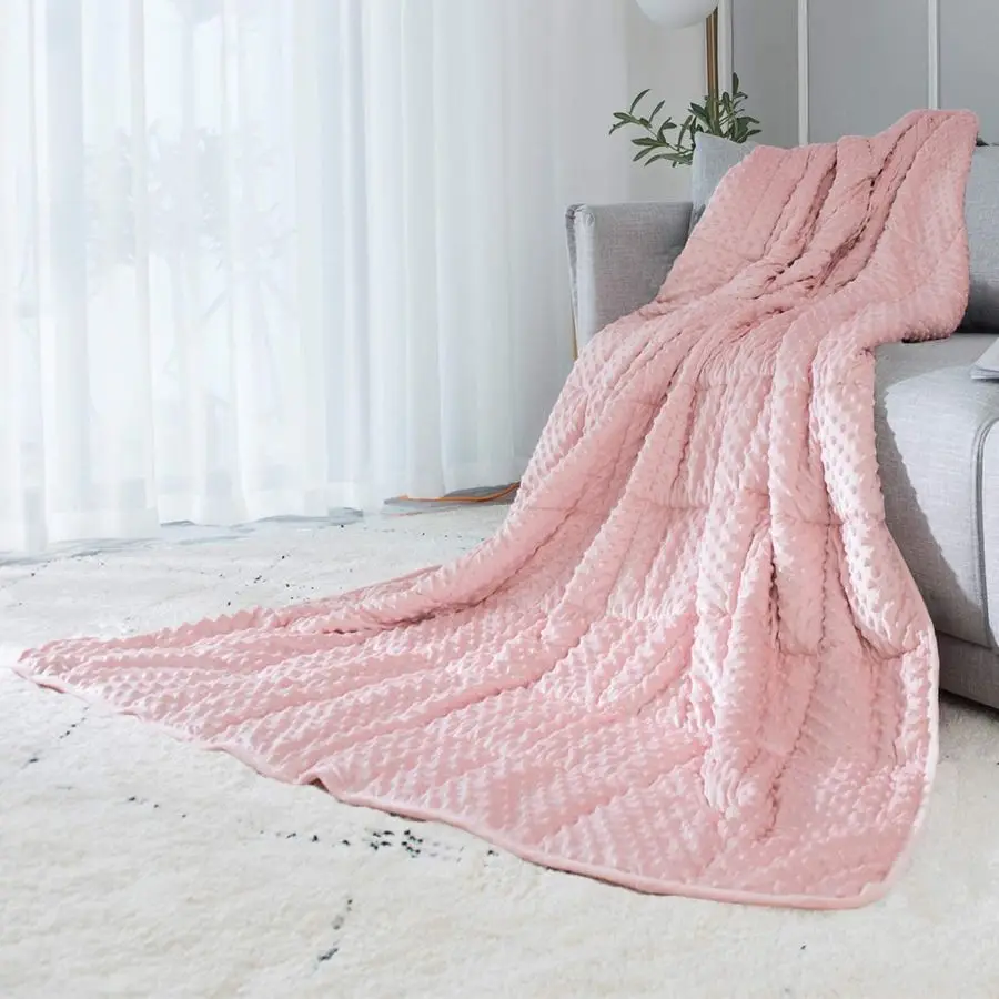

Reversible Weighted Blanket for All Season, Luxury Velvet, Warm and Cool, Adult Pink 7Lb Weighted Blanket, Enjoy Sleeping Anywhe