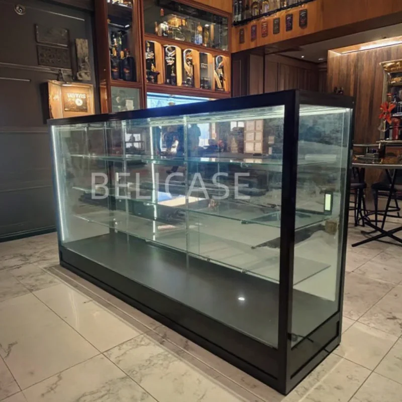 

customized.Retail 6ft Glass Counter Grocery Store Smoke Showcase Store Cabinet Display Cabinet With Glass Shelves And Strong Led