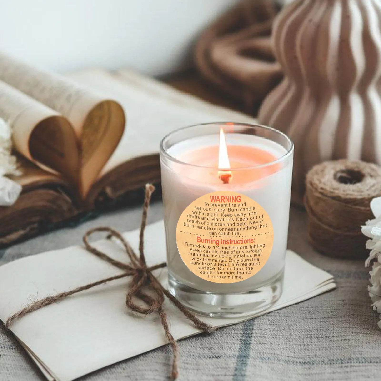 

1 Roll Warning Labels Round Adhesive Stickers for Containers Wax Melt Safety Decals Strong Hold Clear Readable