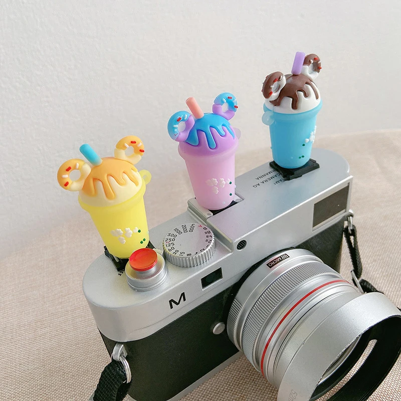 SLR Camera Protection Cover For  200d Nikon Leica Fuji xt30 xt4 5 Cute Dustproof Milk Tea Hot Shoe Cap Cartoon Photography