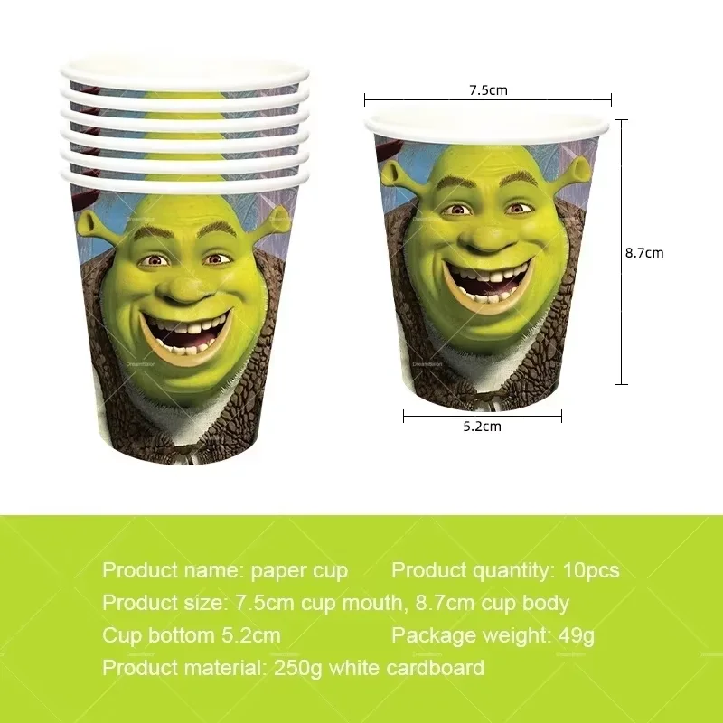 ديكور حفلات أعياد الميلاد من Monster Shrek، أدوات مائدة برينس دونكي جرين برينسيس، طبق كوب بالون للأطفال، هدية لصالح استحمام الطفل