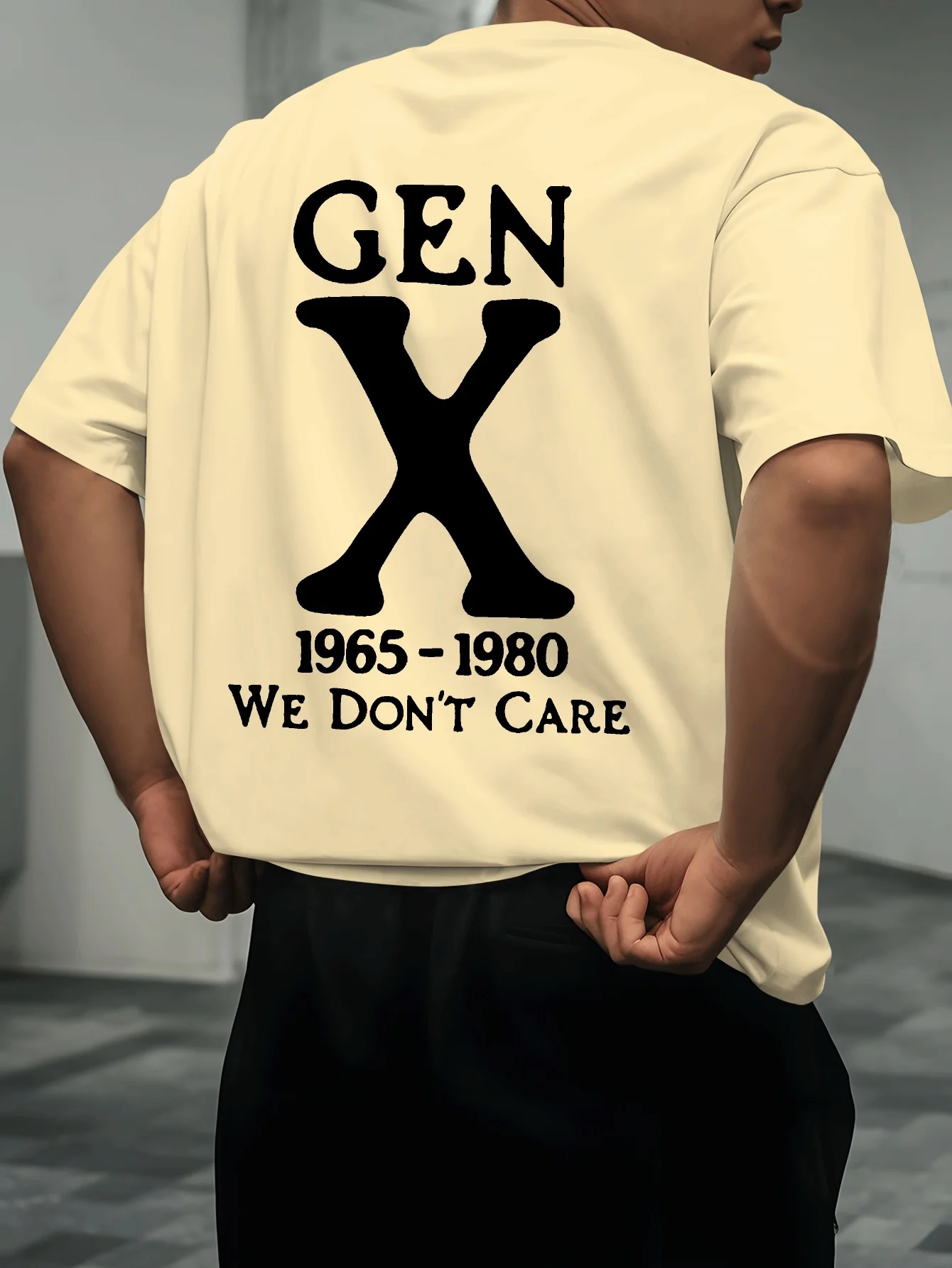 Men's Summer 100% Cotton Casual Fashion Gen X Generation Letter Pattern Printed Loose Sports Short Sleeve T-shirt
