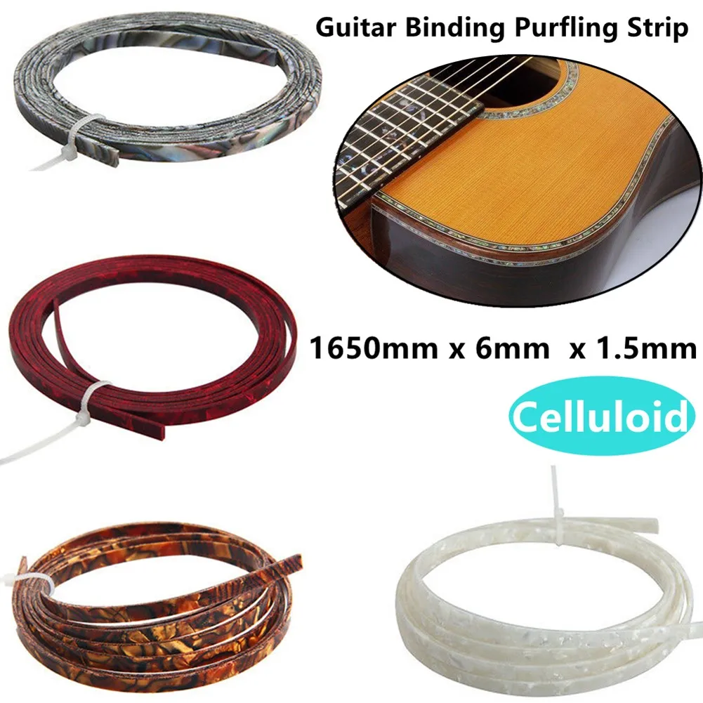 

Guitar Neck Body Binding Purfling Strip Celluloid Acoustic Classical Guitars Decoration Accessories For Luthier Tool 1650mmX6mm